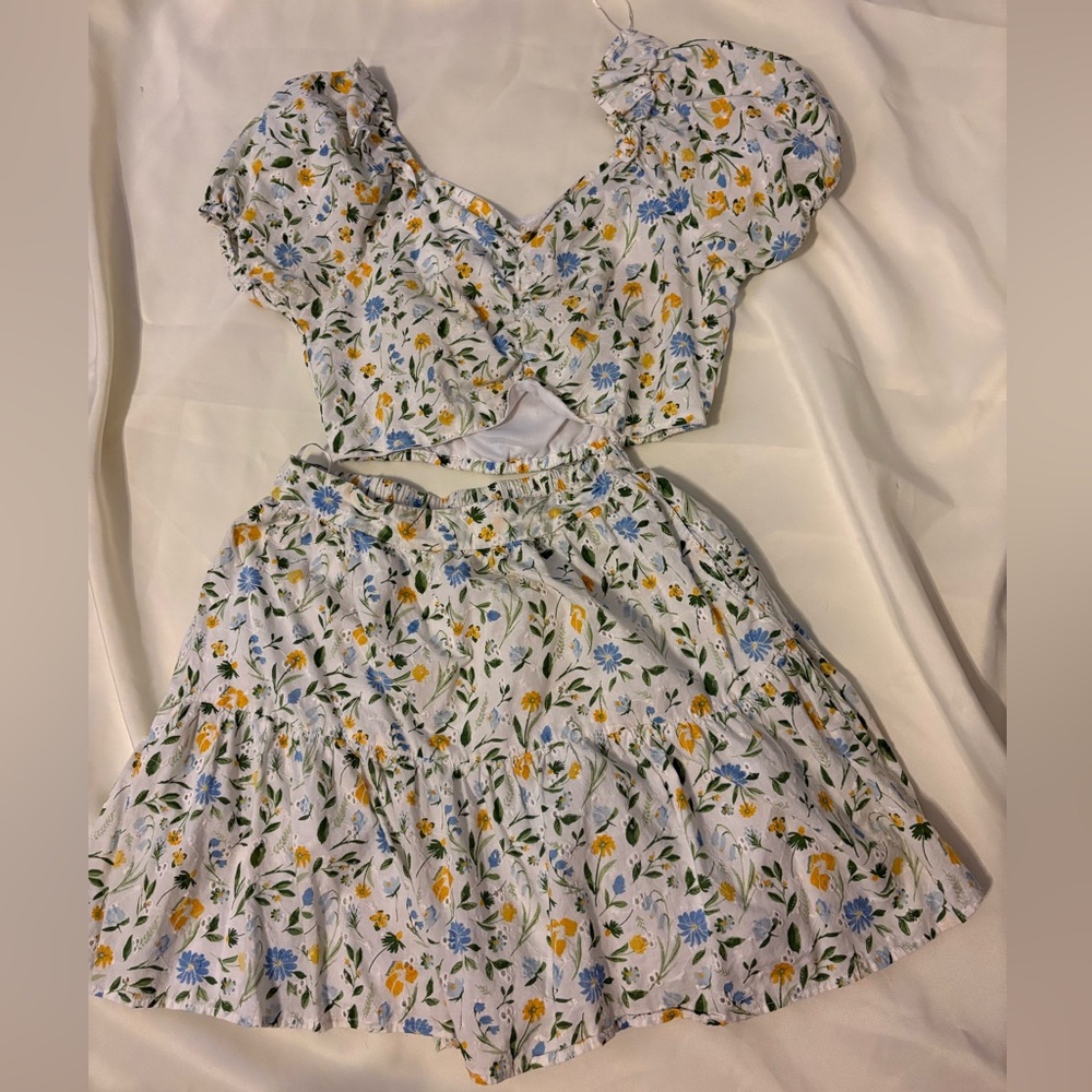 Floral Crop Top and Skirt Set